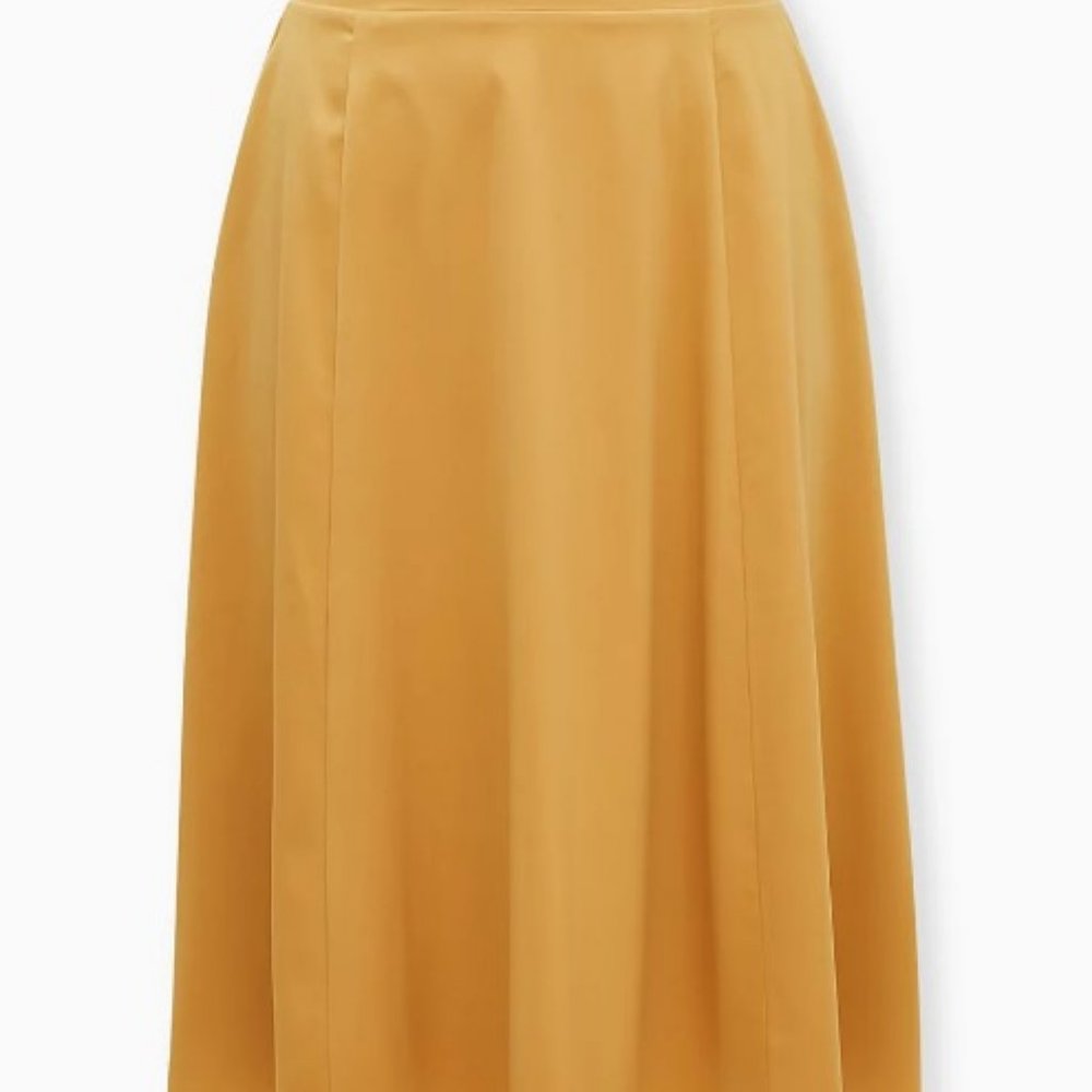 Golden Yellow Satin Tea Length Skirt